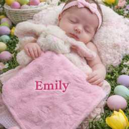 Personalised Baby Comfort Blanket Easter Bunny Rabbit Embroidered Gift - thumbnail 2
