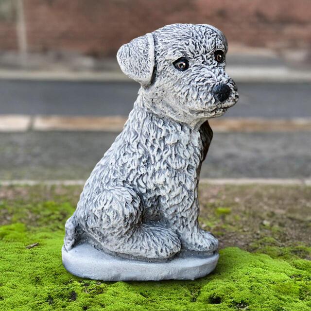 Stone Border Terrier Sculpture Realistic Dog Statue Cement Terrier Garden Ornament Outdoor Pet Memorial Decoration Dog Lover Gift Yard Art - image 1