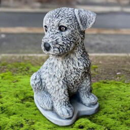 Stone Border Terrier Sculpture Realistic Dog Statue Cement Terrier Garden Ornament Outdoor Pet Memorial Decoration Dog Lover Gift Yard Art - thumbnail 3