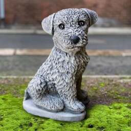 Stone Border Terrier Sculpture Realistic Dog Statue Cement Terrier Garden Ornament Outdoor Pet Memorial Decoration Dog Lover Gift Yard Art - thumbnail 2