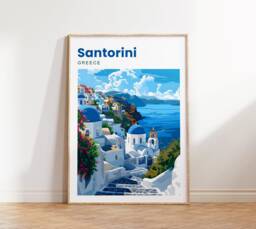 Santorini Travel Print - Poster View Wall Art Greece - thumbnail 1
