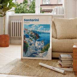 Santorini Travel Print - Poster View Wall Art Greece - thumbnail 3
