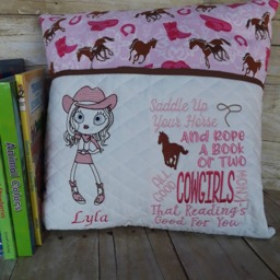 Personalized Cowgirl Reading Book Pillow, Birthday Gift For Girl, Kids Room Decor, Pocket Pillow - thumbnail 2