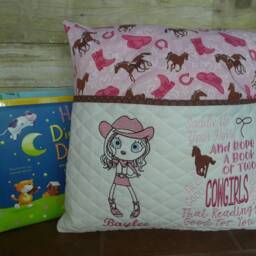 Personalized Cowgirl Reading Book Pillow, Birthday Gift For Girl, Kids Room Decor, Pocket Pillow - thumbnail 4