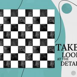 Marble Tiles Contrast Dark Caramic Checked Vinyl Flooring, Black Sheet White Floor Protector, Square Area PVC - thumbnail 2