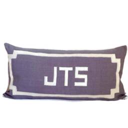 Blue Long Lumbar Monogram Pillow Personalized Baby Gift, Coastal Farmhouse Bedding - thumbnail 3