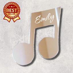Quaver Note Acrylic Mirror Wall Art Personalized Engraving - thumbnail 1