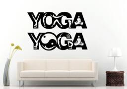 Yoga Two Words Set Yin Yang Sign Om Poses Wall Decal Vinyl Sticker Mural Room Decor L887 - thumbnail 1