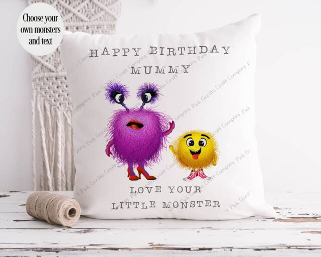 Little Monster Cushion, Mummy Gift, Mummy's Monsters, Daddy's These Monsters Belong To, Grandma Grandad Gift - image 1