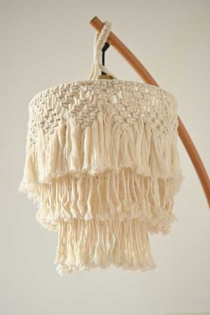 Boho Macrame Chandelier, Plug in Pendant Light, Handmade Ceiling Lamp Shade, Home Decor - image 1
