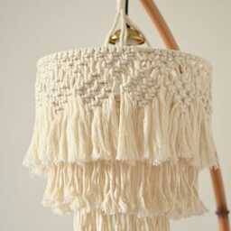 Boho Macrame Chandelier, Plug in Pendant Light, Handmade Ceiling Lamp Shade, Home Decor - thumbnail 3