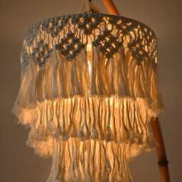 Boho Macrame Chandelier, Plug in Pendant Light, Handmade Ceiling Lamp Shade, Home Decor - thumbnail 2