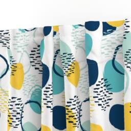Bright Circles Curtain Panel - Aqua Yellow Teal Bold Polka Dots Custom Abstract By Essentially_Nomadic - thumbnail 3