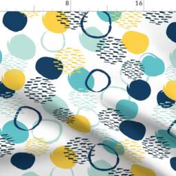 Bright Circles Curtain Panel - Aqua Yellow Teal Bold Polka Dots Custom Abstract By Essentially_Nomadic - thumbnail 4