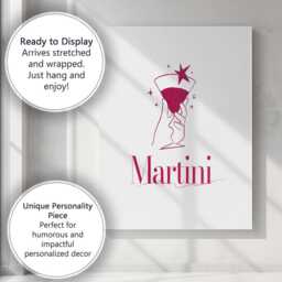 Elegant Martini Cocktail Hand Illustration Minimalist Bar Canvas Wall Art Print Decor Picture Ready To Hang - thumbnail 3