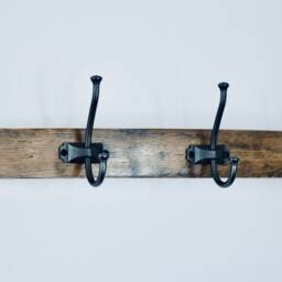 Handcrafted Bourbon Barrel Stave Coat Rack, Rustic Wooden Hat Rack - thumbnail 2