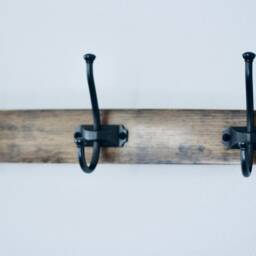 Handcrafted Bourbon Barrel Stave Coat Rack, Rustic Wooden Hat Rack - thumbnail 4