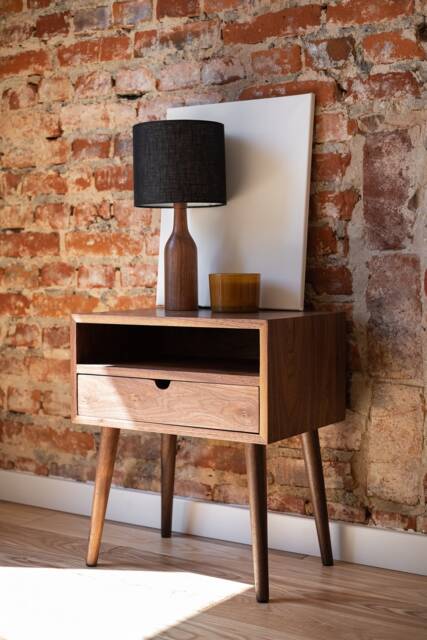 Walnut Wood Nightstand/ Bedside Table - image 1