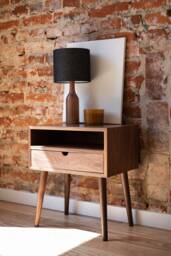 Walnut Wood Nightstand/ Bedside Table - thumbnail 1