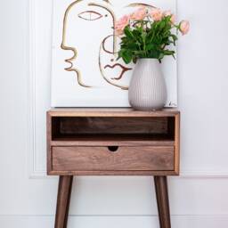 Walnut Wood Nightstand/ Bedside Table - thumbnail 2