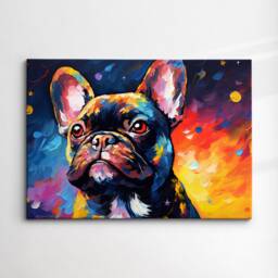 Colorful French Bulldog Dog Pet Abstract Modern Oil Painting Wall Art, Framed Canvas Poster Print, Home Kitchen Office Room Decor, Gifts - thumbnail 3