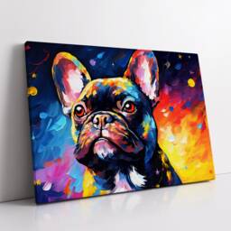 Colorful French Bulldog Dog Pet Abstract Modern Oil Painting Wall Art, Framed Canvas Poster Print, Home Kitchen Office Room Decor, Gifts - thumbnail 2
