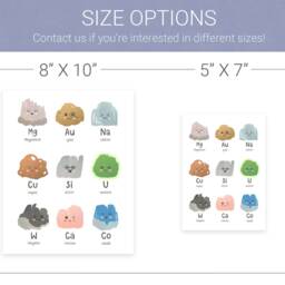 Kawaii Elements Art Print - Sceince Wall Art, Kids Room Colorful Decor, Nursery - thumbnail 2