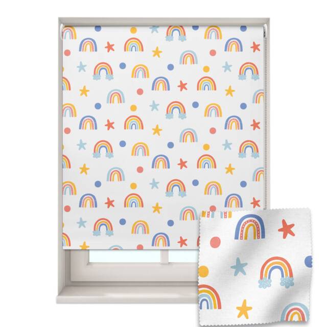 Bright Rainbows & Stars Roller Blind, Children's Made To Measure, Rainbow Colourful Blind - image 1