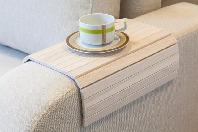 Sofa Tray Table White/Wooden Coffee Lap Desk Small Spaces Arm Gift For Mum Moving - image 1