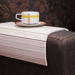 Sofa Tray Table White/Wooden Coffee Lap Desk Small Spaces Arm Gift For Mum Moving - thumbnail 2