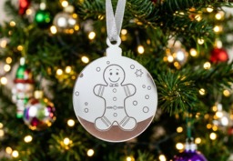 Silver Mirrored Acrylic Gingerbread Man Christmas Tree Ornament - thumbnail 1