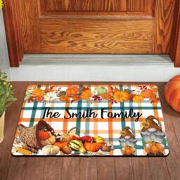 Custom Family Name Doormat Autumn Pumpkin Harvest Welcome Mat, Halloween Doormat - thumbnail 2