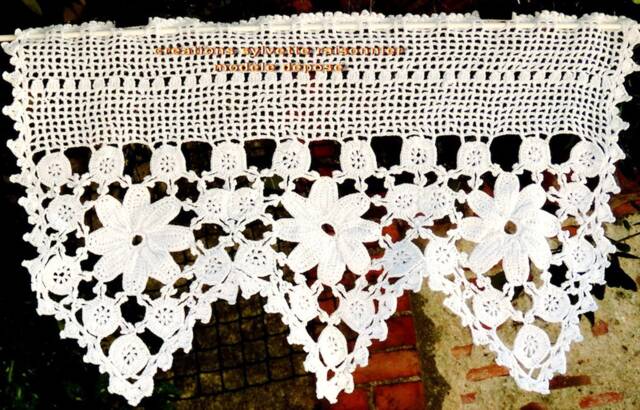 Breeze Curtain, Hand-Crocheted, French Craftsmanship, Sylvette Raisonnier Design, Snow Crystals - image 1