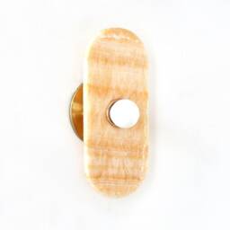 Oval Onyx Stone & Brass Mid Century Sconce Light Modern Wall Fixture Lamp Bedside Lighting Vanity Entry - thumbnail 4