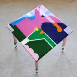 Handmade Colorful Resin Art Side Table Funky Coffee Table - thumbnail 3