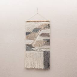 The Indoor Store - Hand Woven Cotton & Wool Grey Wall Hanging, Bohemian/Boho - thumbnail 2