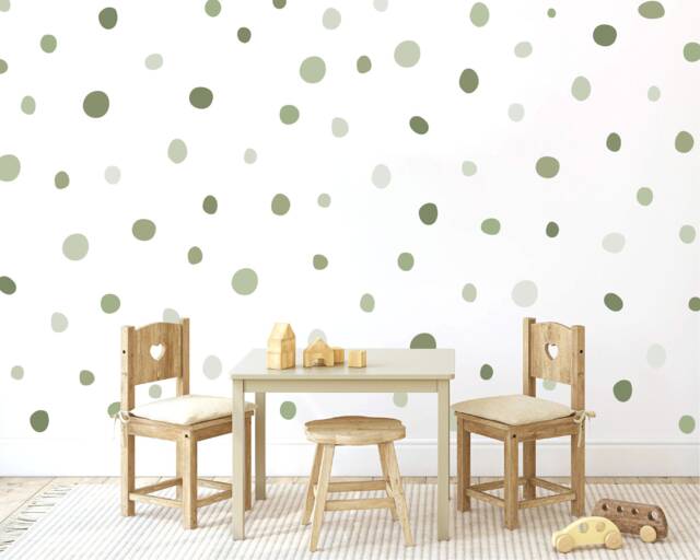 Sage Green Polka Dot Wall Decals 150 Ombre Stickers, Removable Fabric - image 1