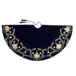 Navy Blue Velvet Christmas Tree Skirt 90 - thumbnail 3