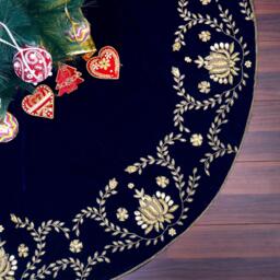 Navy Blue Velvet Christmas Tree Skirt 90