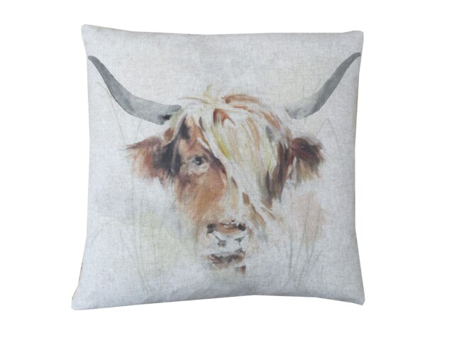 Christmas Gift Highland Cow Pillow Cover Farmhouse Linen Cushion Sham