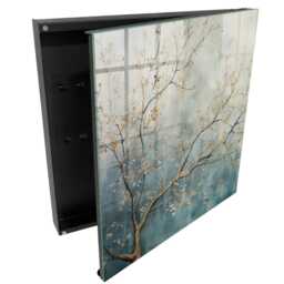 Nature's Relaxation Wall Mounted Key Cabinet, Blue Box For Wall, Painterly Flowers & Plants, Lovers Of Nature Peace - thumbnail 1