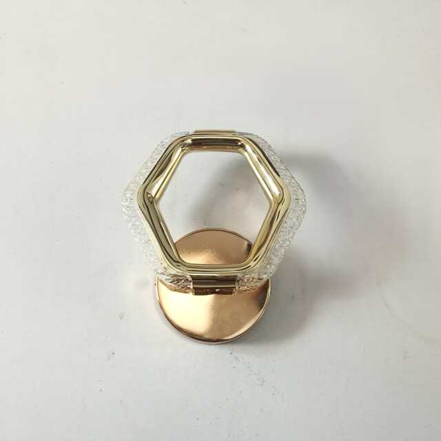 Golden Brass Hexagonal Wall Sconce, Modern Crystal Accent Light, 7W Led Mood Lamp - image 1