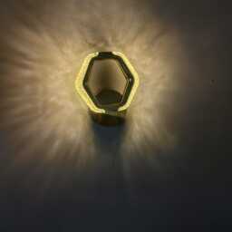 Golden Brass Hexagonal Wall Sconce, Modern Crystal Accent Light, 7W Led Mood Lamp - thumbnail 4