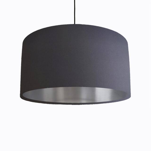 Dark Grey Lampshade in Cotton With Silver Lining - image 1