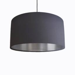 Dark Grey Lampshade in Cotton With Silver Lining - thumbnail 1
