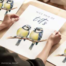 Bathroom Wall Print, Tits Poster, Bird Funny Art, Toilet Print Gift, Lover Decor - thumbnail 1