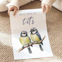 Bathroom Wall Print, Tits Poster, Bird Funny Art, Toilet Print Gift, Lover Decor - thumbnail 3