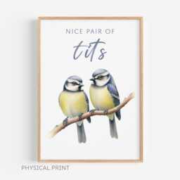 Bathroom Wall Print, Tits Poster, Bird Funny Art, Toilet Print Gift, Lover Decor - thumbnail 2