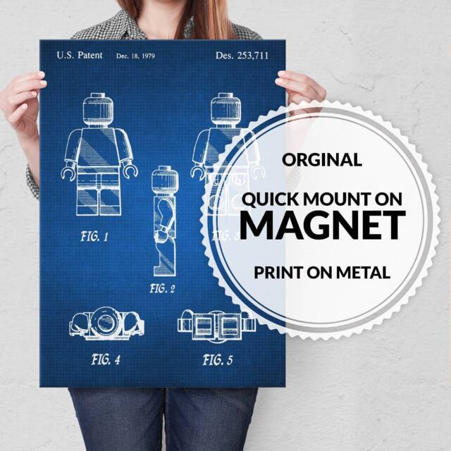 steel Poster - Patent Blueprint Magnet Mounted Full Metal Wall Art Birthday Gift Instruments Sport Gaming