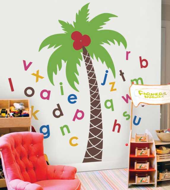 Alphabet Palm Tree Wall Decal Nursery Abc Decor - image 1